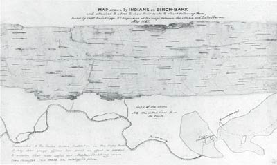 Map drawn by indians on birch-bark